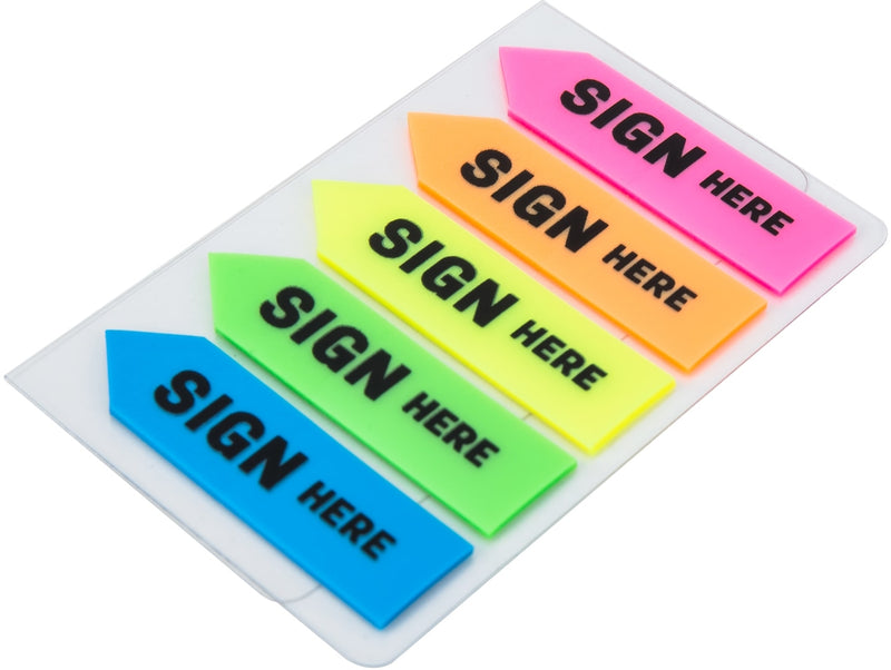 Index Adeziv Plastic Sign Here 12x44 mm, 5 Culori, 20 File - Deli