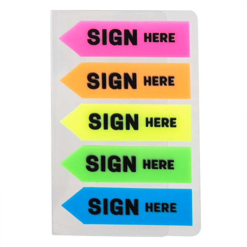 Index Adeziv Plastic Sign Here 12x44 mm, 5 Culori, 20 File - Deli