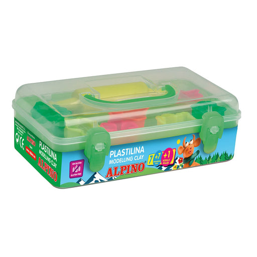 Kit Plastilină 7 Culori x 90 g cu 7 Forme de Modelaj și Rolă Alpino