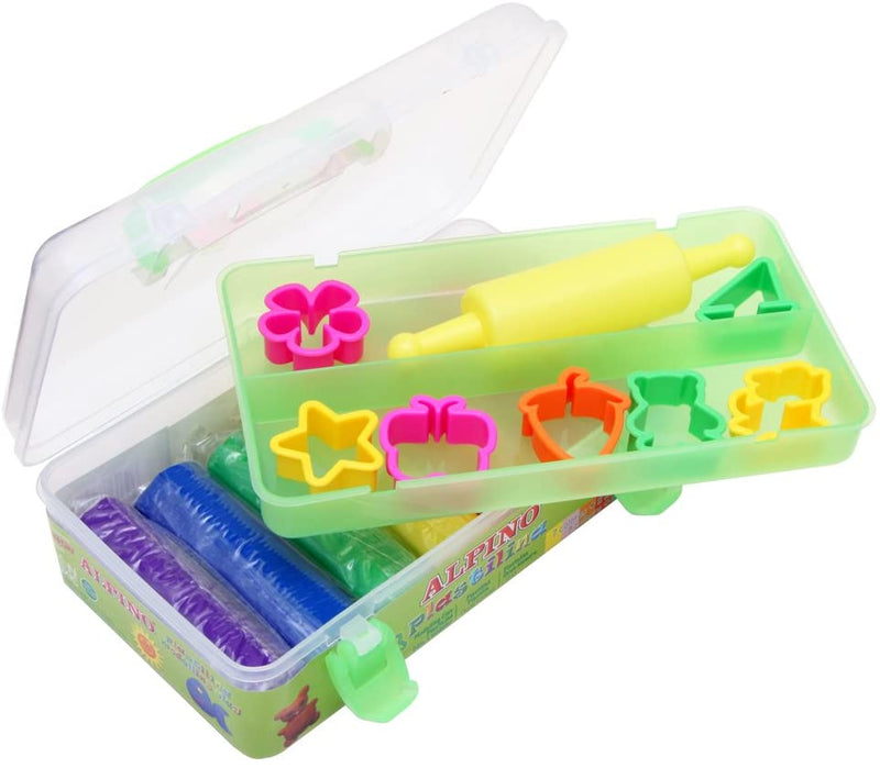 Kit Plastilină 7 Culori x 90 g cu 7 Forme de Modelaj și Rolă Alpino