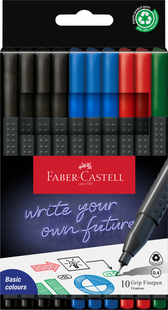 Set 10 Linere 0,4 mm Office Grip Faber-Castell
