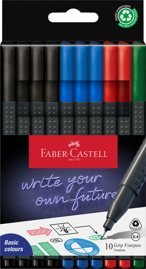 Set 10 Linere 0,4 mm Office Grip Faber-Castell