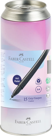 Liner Grip 0,4 mm 15 Culori Cutie Metal Faber-Castell