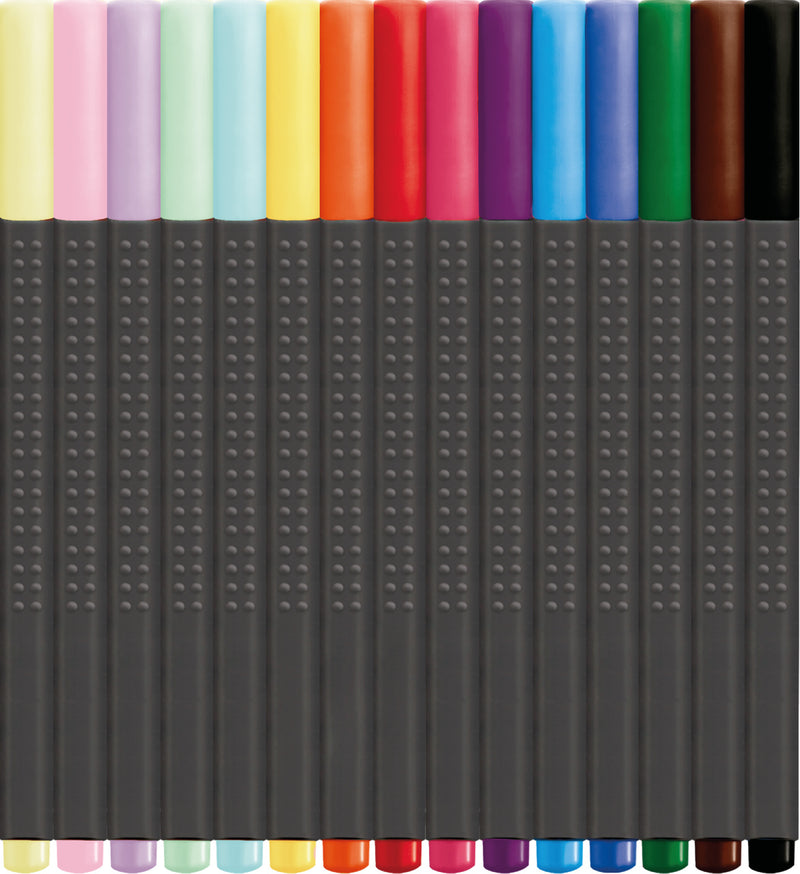Liner Grip 0,4 mm 15 Culori Cutie Metal Faber-Castell
