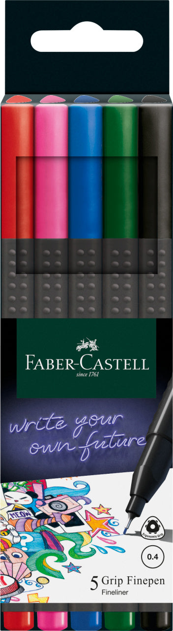 Liner Grip 0,4 mm Basic 5 Culori Faber-Castell