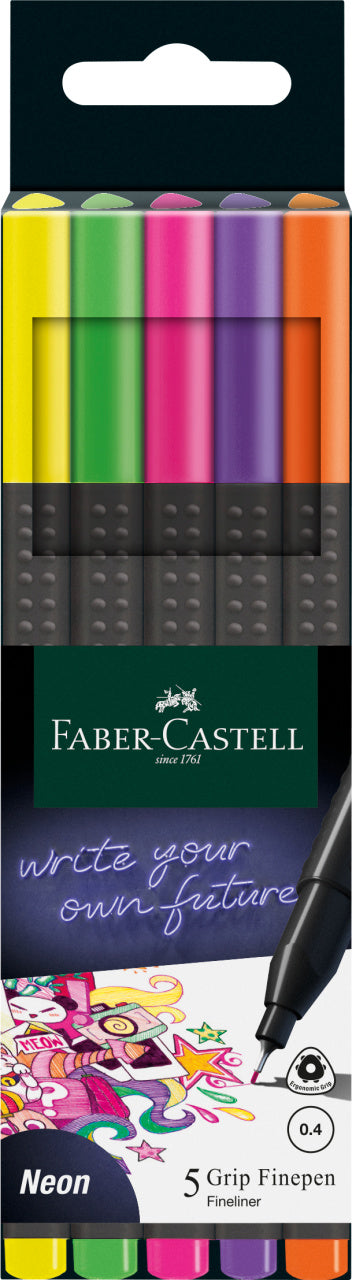 Liner Grip 0,4 mm Neon 5 Culori Faber-Castell