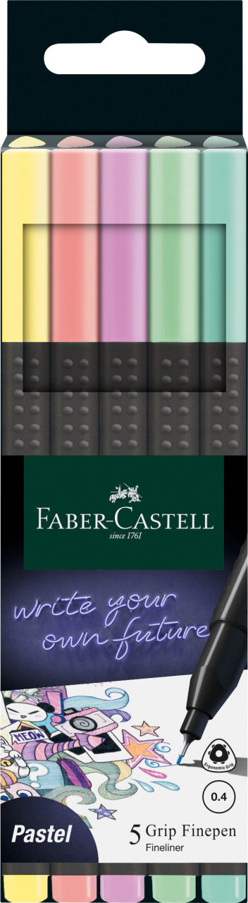 Liner Grip 0,4 mm Pastel 5 Culori Faber-Castell