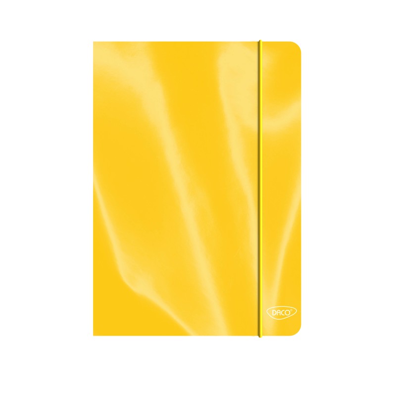 Mapă carton laminat Daco cu elastic, A4, culoare galbenă