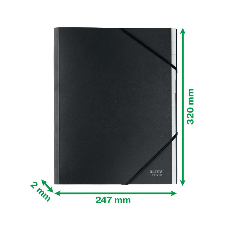 Mapă Carton cu Elastic Neagră 12 Separatoare Recycle - Leitz