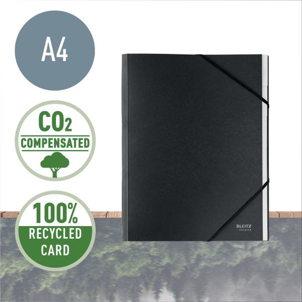 Mapă Carton cu Elastic Neagră 6 Separatoare Recycle - Leitz