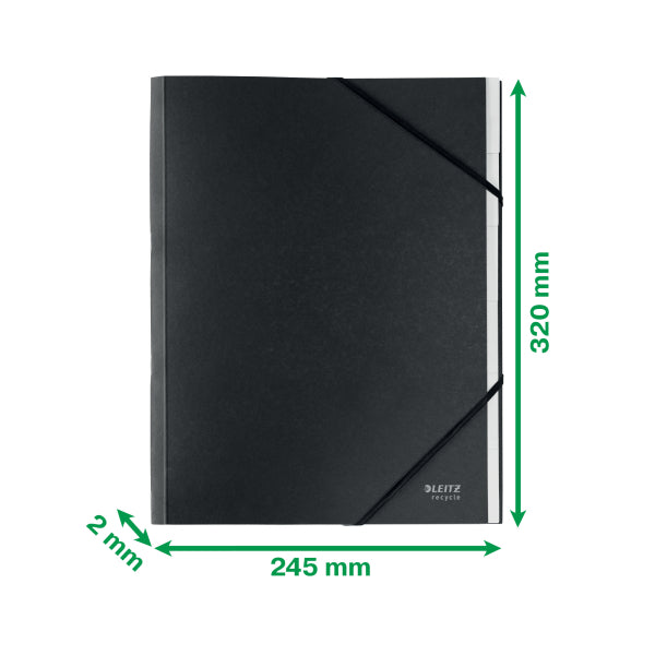 Mapă Carton cu Elastic Neagră 6 Separatoare Recycle - Leitz