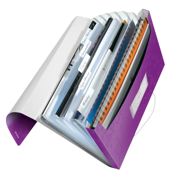 Mapă plastic 6 compartimente mov metalizat tip proiect WOW - Leitz