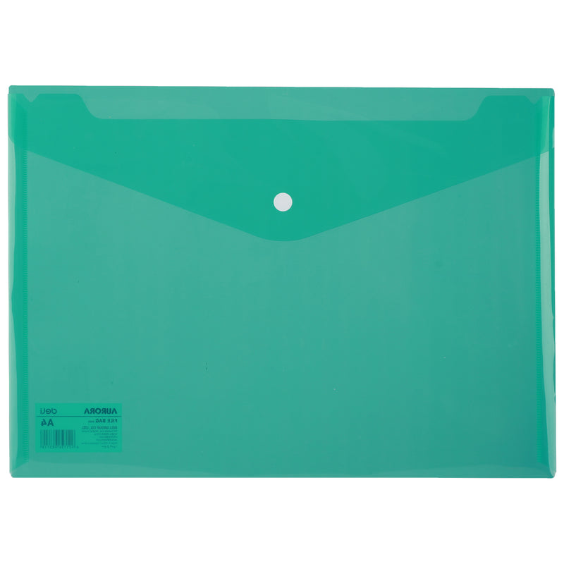 Mapă plastic cu buton A4 verde marca Deli, mapă din plastic pentru documente