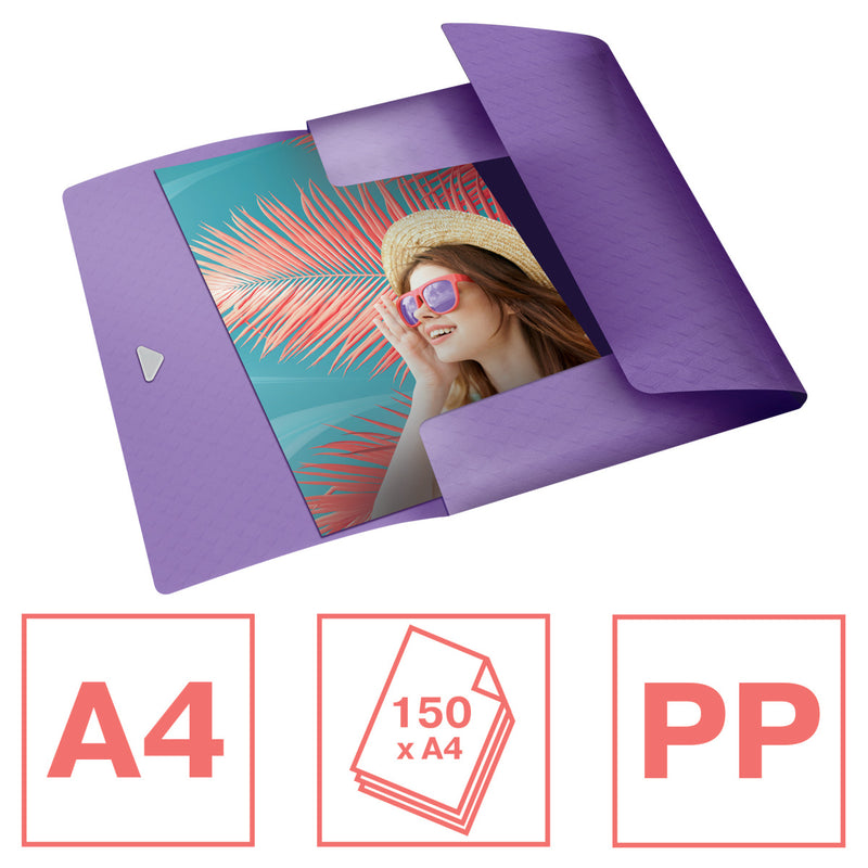 Mapă plastic cu elastic lavandă 150 coli reciclabilă Colour'Breeze - Esselte