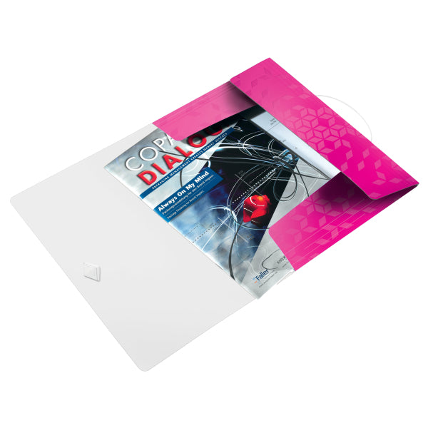 Mapă plastic cu elastic roz metalizat WOW - Leitz
