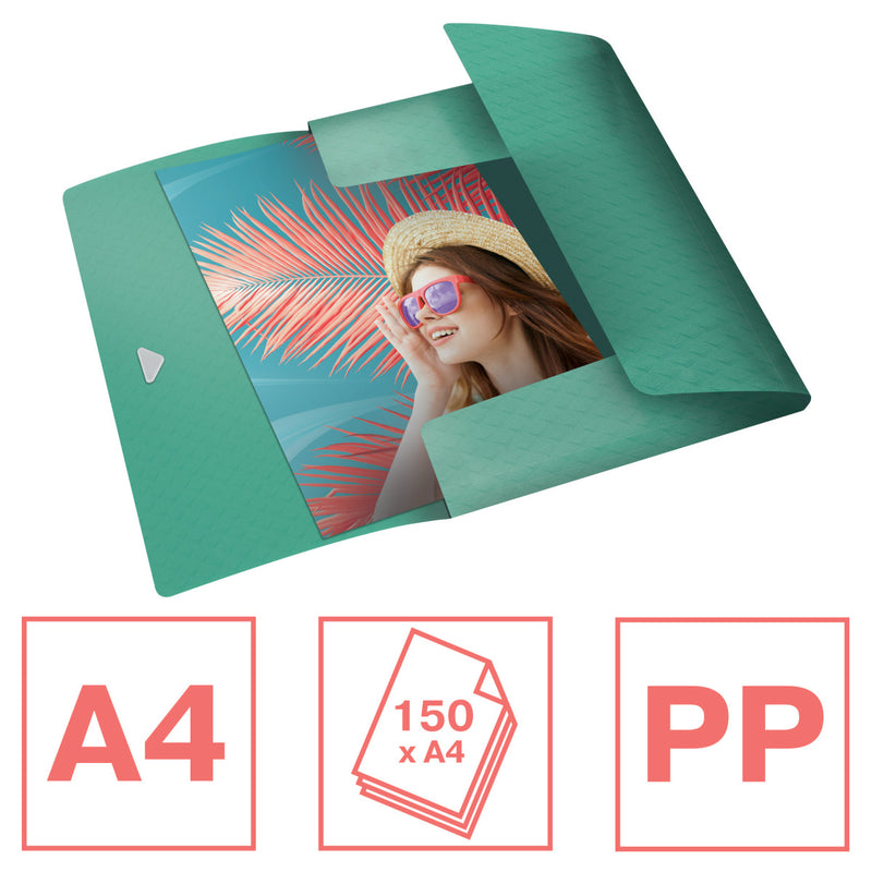 Mapă plastic cu elastic verde 150 coli reciclabilă Colour'Breeze - Esselte