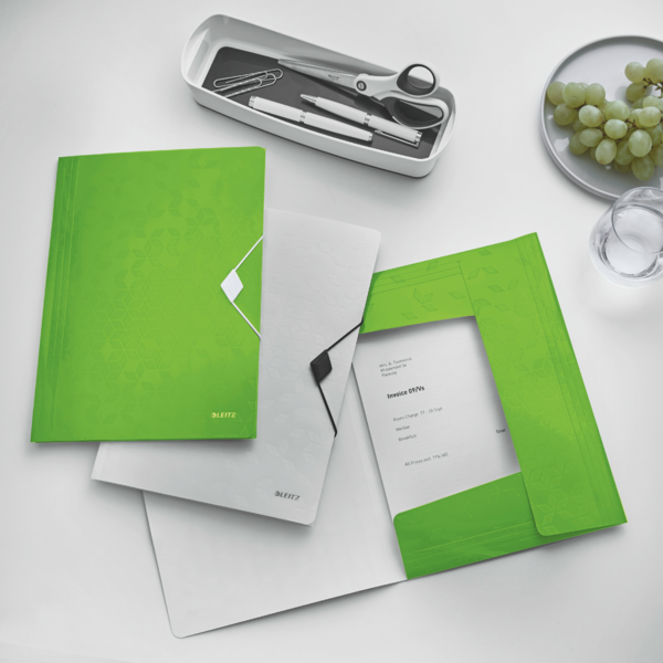 Mapă plastic cu elastic verde WOW - Leitz
