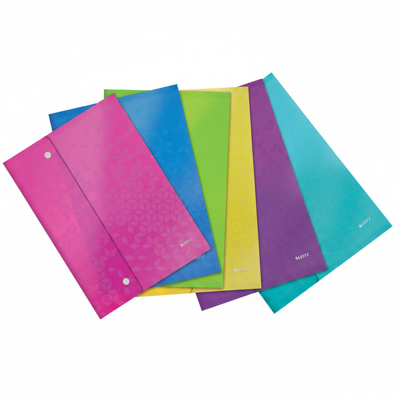 Mapă protecție A4 PP cu capse diverse culori WOW marca Leitz, mapă din plastic pentru documente