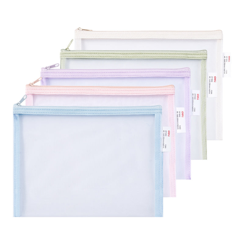 Mapă protecție poliester zip A5 marca Deli, mapă din plastic pentru documente