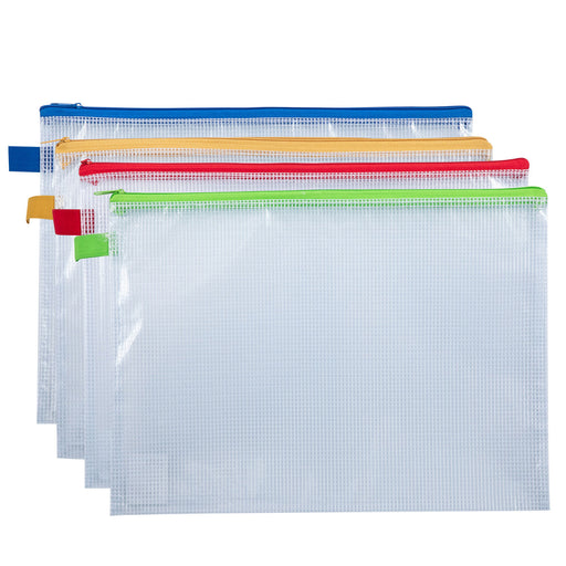 Mapă protecție zip A4 mesh marca Deli, mapă din plastic pentru documente
