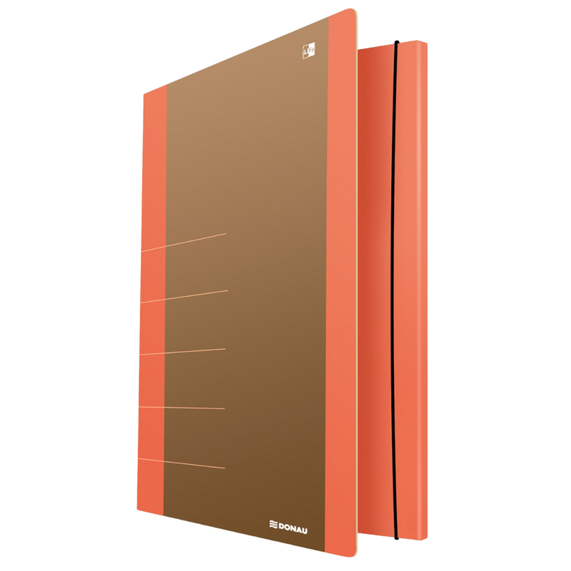 Mapă carton Donau Life 500gsm cu elastic, 250 x 350mm, margine portocalie