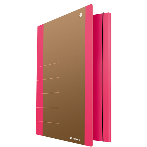 Mapă carton Donau Life 500gsm cu elastic, 250 x 350mm, margine roz