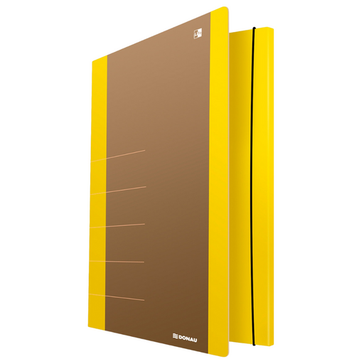 Mapă carton Donau Life 500gsm cu elastic, 250 x 350mm, margine galbenă