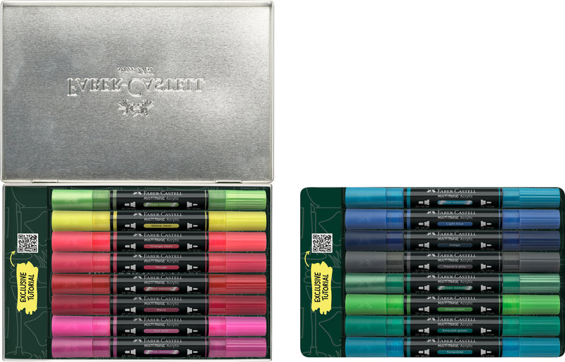 Markere Acrilice Multimark 16 Bucăți Cutie Metal Kicks Faber-Castell