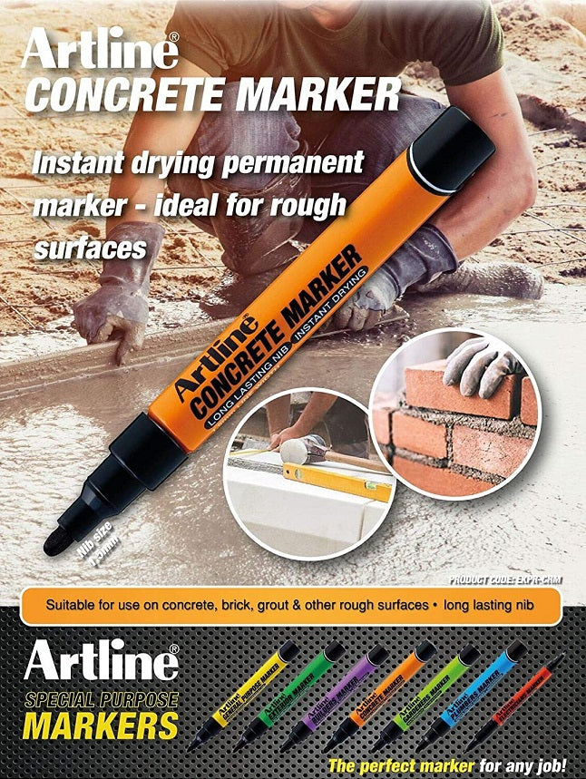 Marker pentru Beton Vârf Rotund 1,5 mm Negru Artline