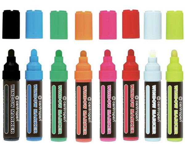 Marker cu Cretă Lichidă 9121 Vârf Rotund 2-15 mm Galben Neon Centropen