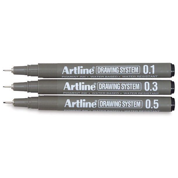 Set 3 Linere pentru Desen Tehnic 0,1/0,3/0,5 mm Negru Artline