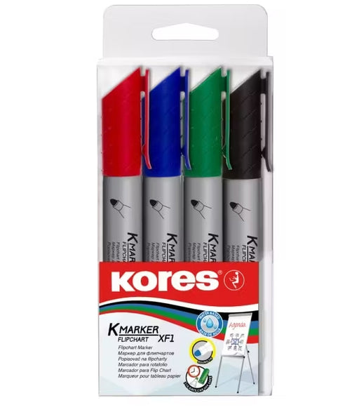 Marker Flipchart Eco 3 mm Set 4 Buc Kores