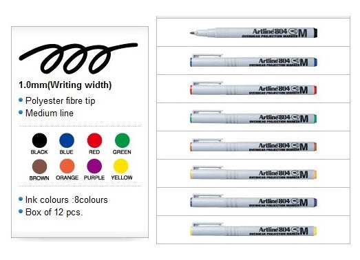 Marker OHP Non-Permanent 804 Vârf Mediu 1 mm Verde Artline