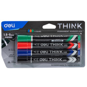 Set 4 Markere Permanente Vârf Teșit 1,5-5 mm Deli