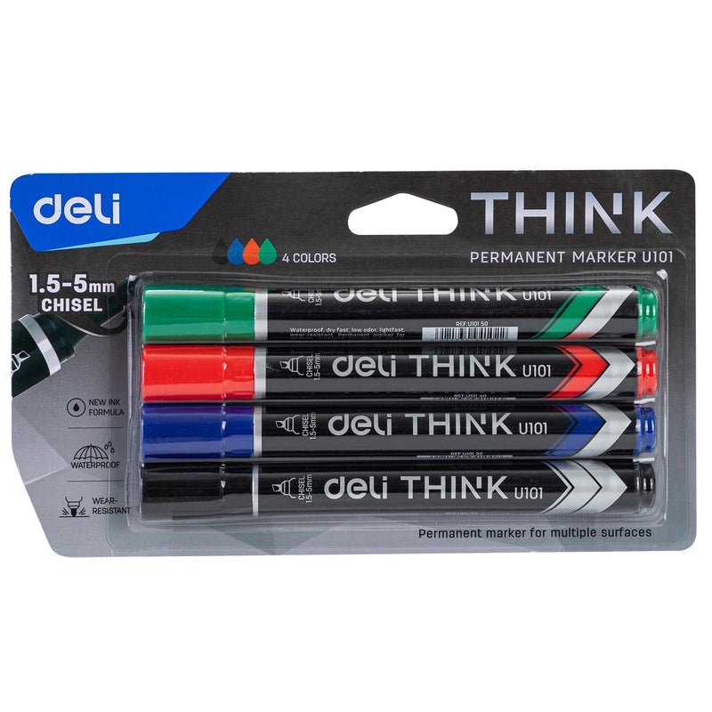 Set 4 Markere Permanente Vârf Teșit 1,5-5 mm Deli
