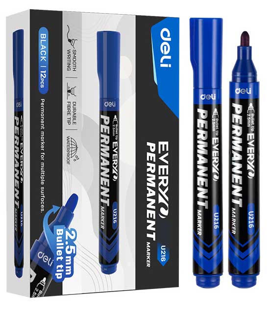 Marker Permanent cu Vârf Rotund 2,5 mm Albastru Deli