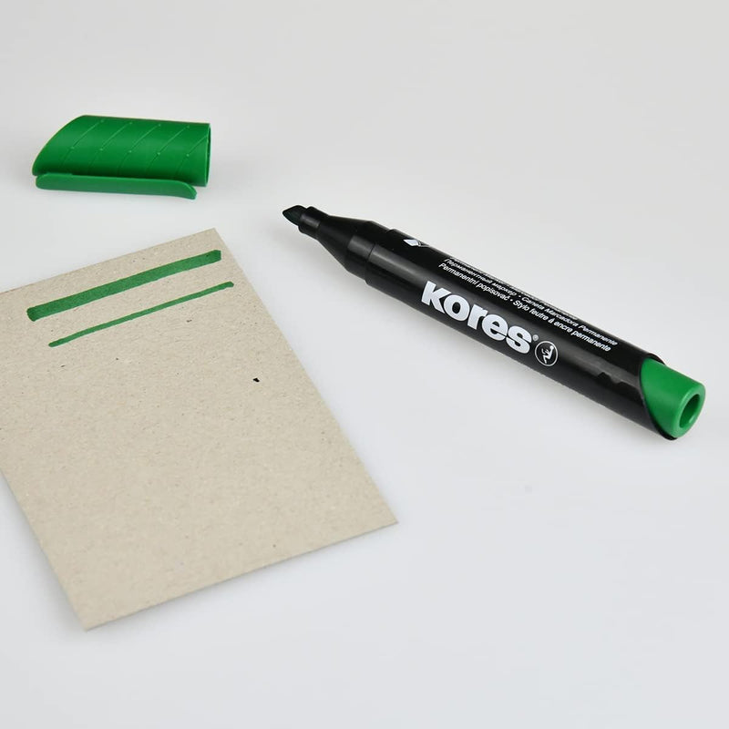 Marker Permanent Vârf Teșit Verde Kores