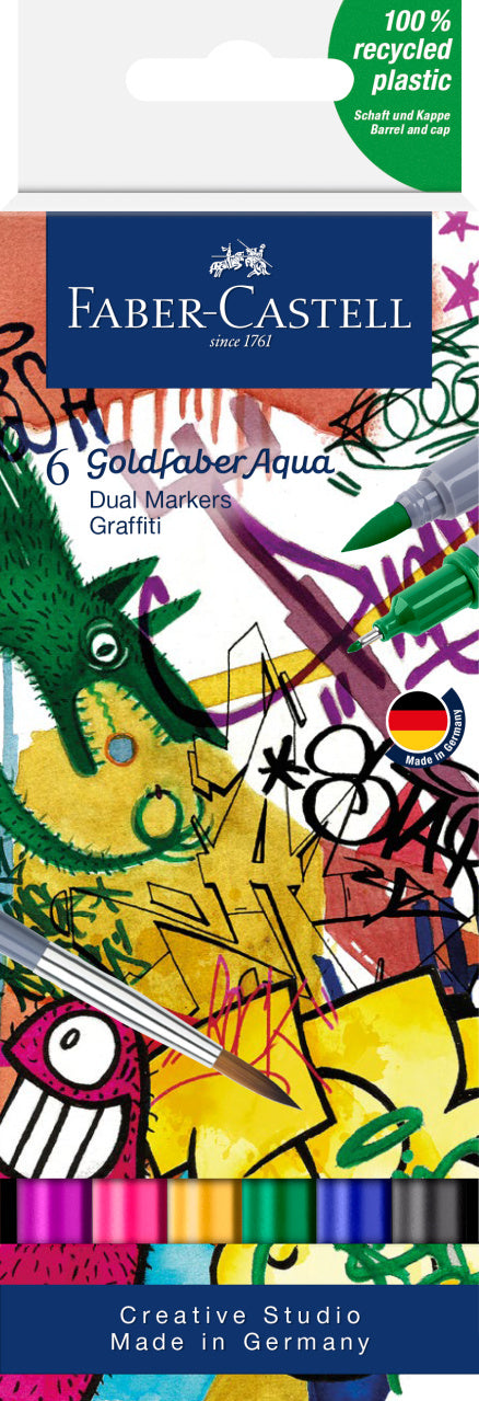 Set 6 Markere Solubile 2 Capete Goldfaber Graffiti Faber-Castell