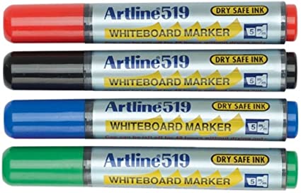 Set 4 Markere pentru Tablă 519 Dry Safe 48h Vârf Teșit 2-5 mm Artline