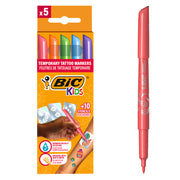 Marker Tatuaje Temporare Kids Set 5 Markere + 10 Șabloane BIC