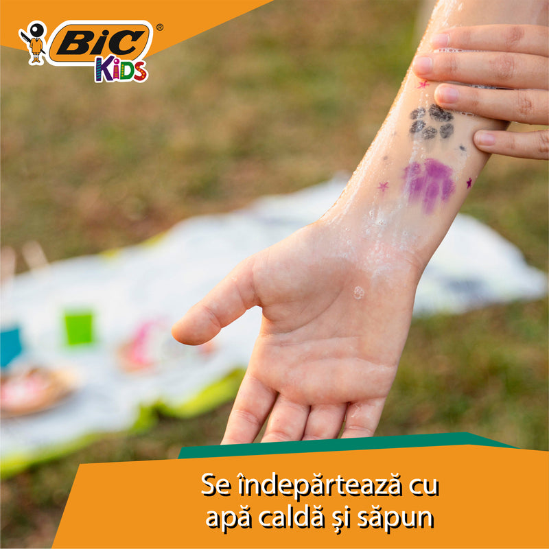 Marker Tatuaje Temporare Kids Set 5 Markere cu Vârf Ștampilă BIC