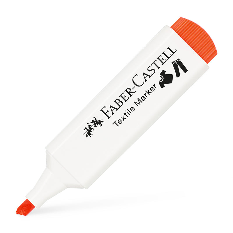 Marker Textil Vârf Teșit 1/2/5 mm Faber-Castell Portocaliu Neon