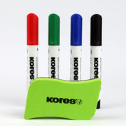 Marker Whiteboard 3 mm Set 4 Buc cu Burete Magnetic Kores