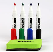 Marker Whiteboard 3 mm Set 4 Buc cu Burete Magnetic Kores