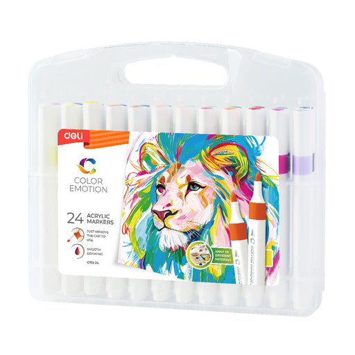 Markere acrilice Color Emotion Deli, set 24 culori