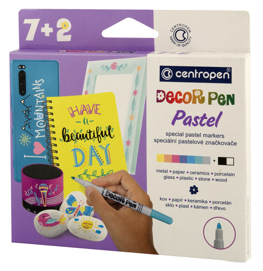 Markere Permanente Decor Slim 7+2 Culori Pastel 2738 Centropen
