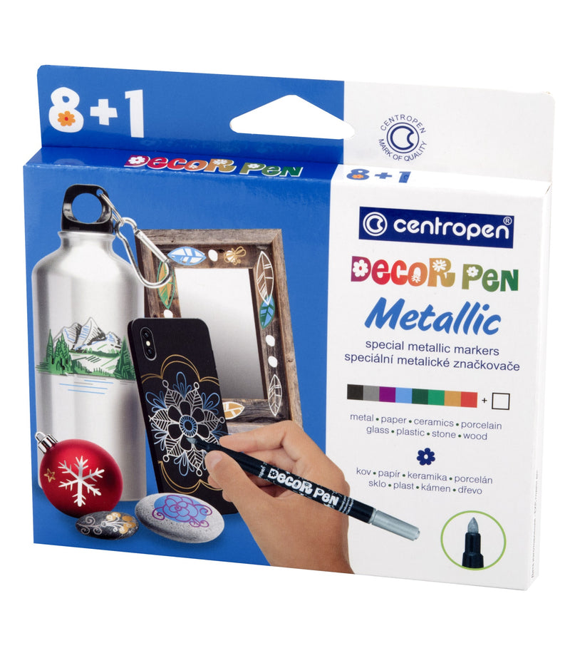Markere Permanente Decor Slim 8+1 Culori Metalice 2737 Centropen