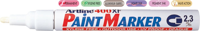 Marker cu Vopsea 400XF Vârf Rotund 2,3 mm Artline Alb