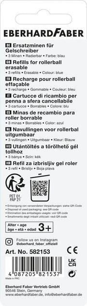 Mină Roller Gel Erasable Animal 0,7 mm Albastră 3 buc Eberhard Faber