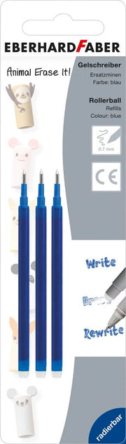 Mină Roller Gel Erasable Animal 0,7 mm Albastră 3 buc Eberhard Faber